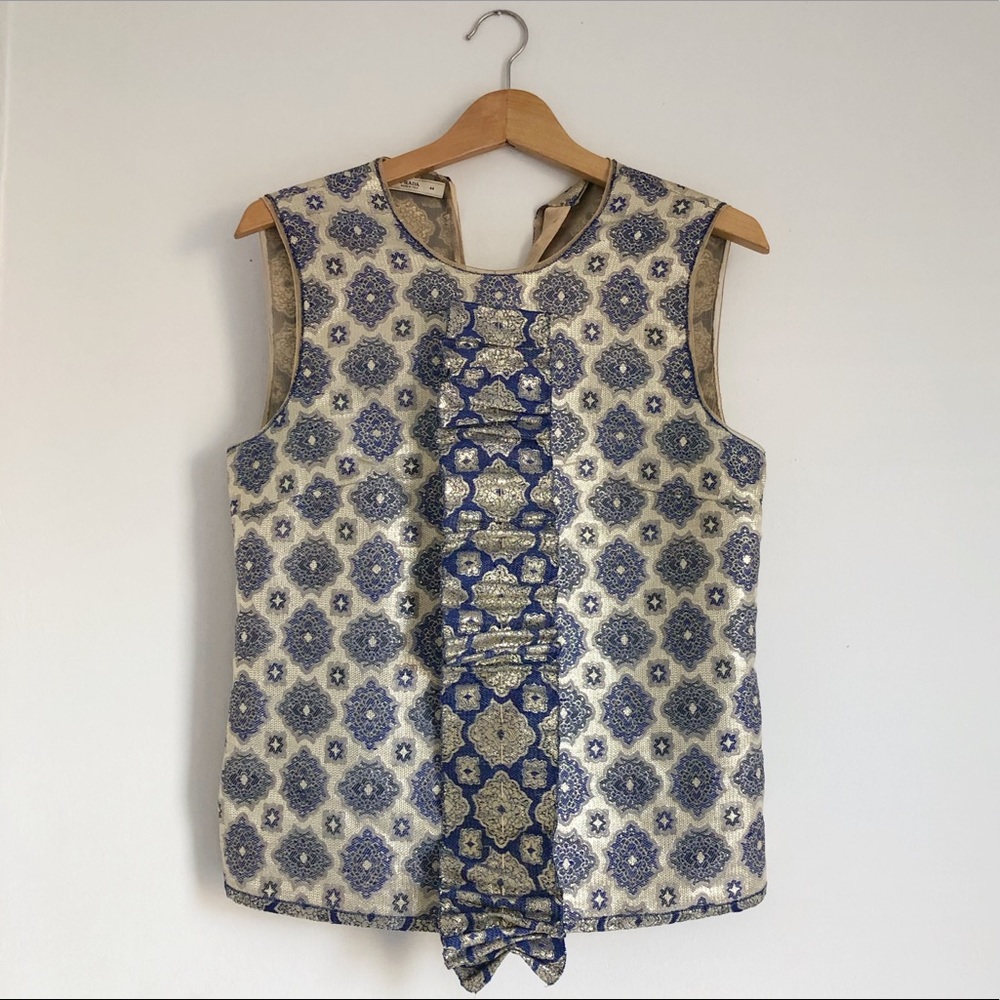 Prada Sleeveless Gold and Blue Shimmer Top